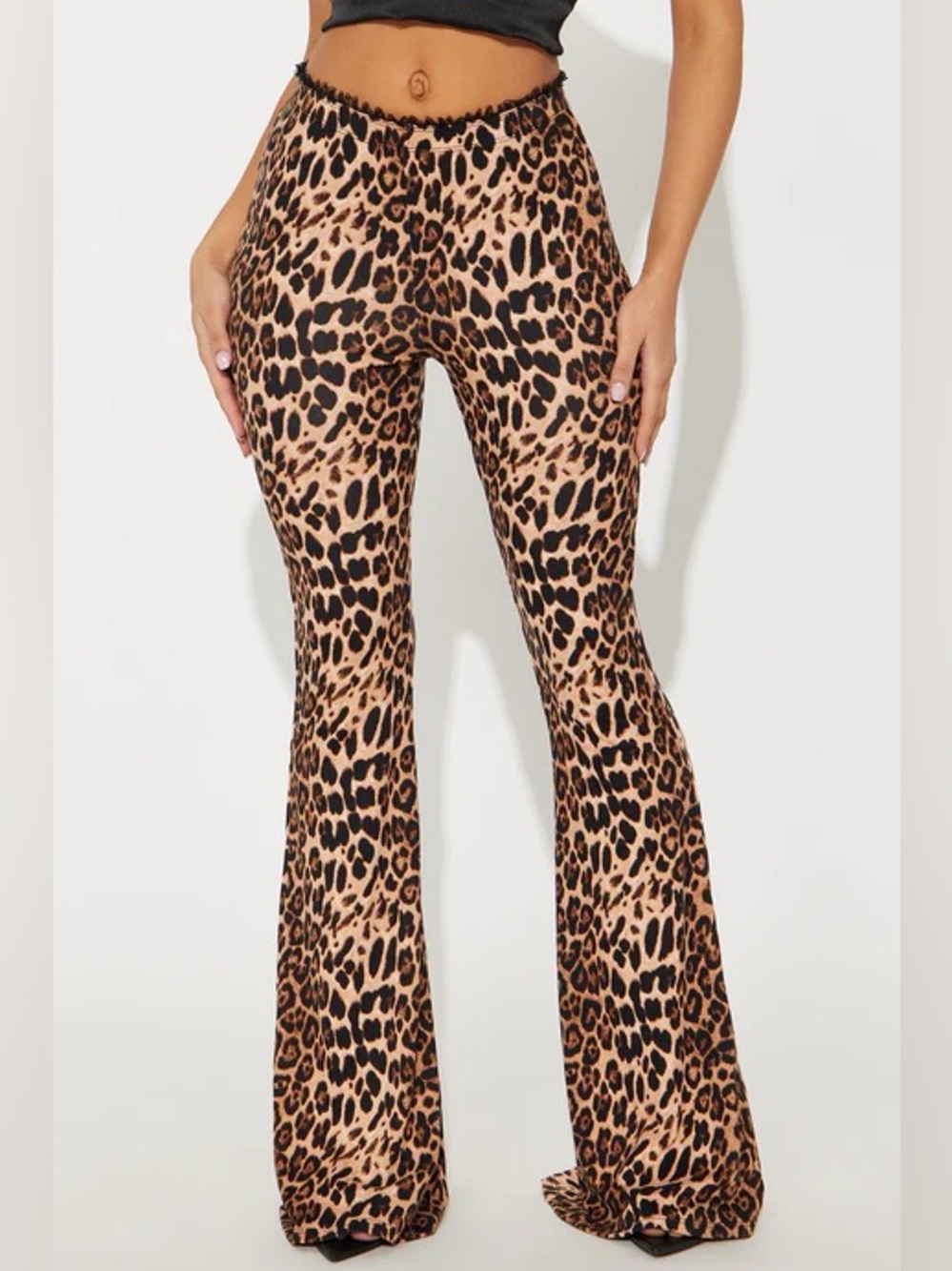 Fashion Nova Leopard Print Boot Cut Pants - Brown & Black - Picture 2 of 4